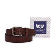 West Port Men’s Burgundy Textured Genuine Leather Belt (M-BT-LE-03-BURGUNDY)