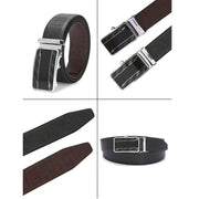 Valentino Men's Genuine Leather Auto Lock No-Hole Reversible Belt – Black and Brown with Ratchet Buckle (M-BT-MM-119-BLACK-BROWN)