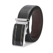 Valentino Men's Genuine Leather Auto Lock No-Hole Reversible Belt – Black and Brown with Ratchet Buckle (M-BT-MM-119-BLACK-BROWN)