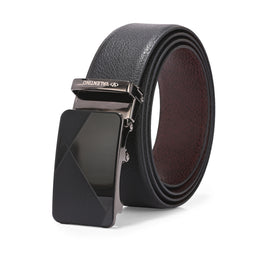 Valentino Men's Genuine Leather Auto Lock No-Hole Reversible Belt – Black and Brown with Ratchet Buckle (M-BT-MM-121-BLACK-BROWN)
