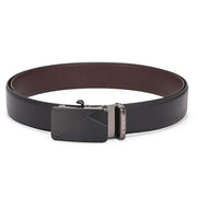 Valentino Men's Genuine Leather Auto Lock No-Hole Reversible Belt – Black and Brown with Ratchet Buckle (M-BT-MM-121-BLACK-BROWN)