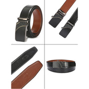 Valentino Men’s Genuine Leather Reversible Belt – Black & Cognac | Micro-Adjustable Ratchet Buckle | Formal & Casual Wear (M-BT-MM-122-BLACK-COGNAC)