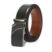 Valentino Men’s Genuine Leather Reversible Belt – Black & Cognac | Micro-Adjustable Ratchet Buckle | Formal & Casual Wear (M-BT-MM-122-BLACK-COGNAC)