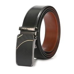 Valentino Men’s Genuine Leather Reversible Belt – Black & Cognac | Micro-Adjustable Ratchet Buckle | Formal & Casual Wear (M-BT-MM-122-BLACK-COGNAC)
