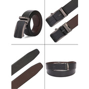Valentino Men's Genuine Leather Auto Lock No-Hole Reversible Belt – Black and Brown with Ratchet Buckle (M-BT-MM-123-BLACK-BROWN)
