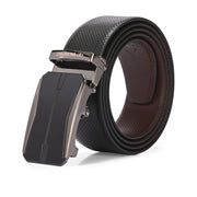 Valentino Men's Genuine Leather Auto Lock No-Hole Reversible Belt – Black and Brown with Ratchet Buckle (M-BT-MM-123-BLACK-BROWN)