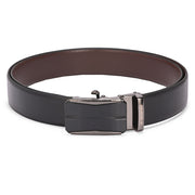 Valentino Men's Genuine Leather Auto Lock No-Hole Reversible Belt – Black and Brown with Ratchet Buckle (M-BT-MM-123-BLACK-BROWN)