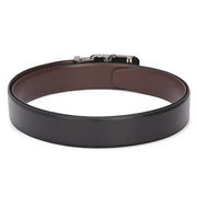 Valentino Men's Genuine Leather Auto Lock No-Hole Reversible Belt – Black and Brown with Ratchet Buckle (M-BT-MM-123-BLACK-BROWN)
