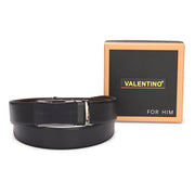 Valentino Men's Genuine Leather Auto Lock No-Hole Reversible Belt – Black and Brown with Ratchet Buckle (M-BT-MM-123-BLACK-BROWN)