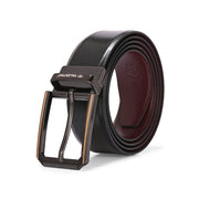 Valentino Men's Genuine Leather Reversible Belt – Black and Maroon with Premium Pin Hole Buckle (M-BT-MM-125-BLACK-MAROON)