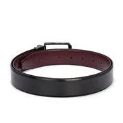 Valentino Men's Genuine Leather Reversible Belt – Black and Maroon with Premium Pin Hole Buckle (M-BT-MM-125-BLACK-MAROON)