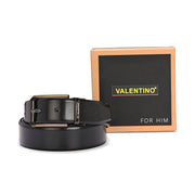 Valentino Men's Genuine Leather Reversible Belt – Black and Maroon with Premium Pin Hole Buckle (M-BT-MM-125-BLACK-MAROON)