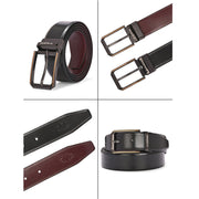 Valentino Men's Genuine Leather Reversible Belt – Black and Maroon with Premium Pin Hole Buckle (M-BT-MM-125-BLACK-MAROON)