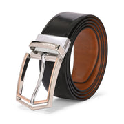 Valentino Men's Genuine Leather Reversible Belt – Black and Tan with Premium Pin Hole Buckle (M-BT-MM-126-BLACK-TAN)