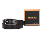 Valentino Men's Genuine Leather Reversible Belt – Black and Tan with Premium Pin Hole Buckle (M-BT-MM-126-BLACK-TAN)
