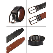 Valentino Men's Genuine Leather Reversible Belt – Black and Cognac with Premium Pin Hole Buckle (M-BT-MM-128-BLACK-COGNAC)