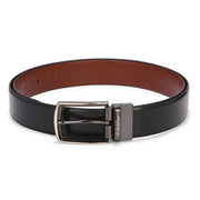 Valentino Men's Genuine Leather Reversible Belt – Black and Cognac with Premium Pin Hole Buckle (M-BT-MM-128-BLACK-COGNAC)