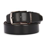 Valentino Men's Genuine Leather Reversible Belt – Black and Cognac with Premium Pin Hole Buckle (M-BT-MM-128-BLACK-COGNAC)
