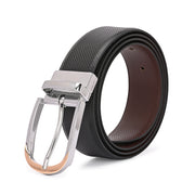 West Port Men’s Reversible Genuine Leather Belt with Metal Buckle (M-BT-MM-141-BLACK-BROWN)