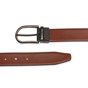 West Port Men’s Reversible Genuine Leather Belt with Metal Buckle (M-BT-MM-142-BLACK-COGNAC)