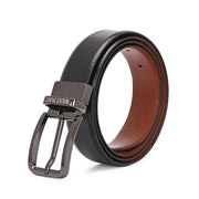 West Port Men’s Reversible Genuine Leather Belt with Metal Buckle (M-BT-MM-145-BLACK-COGNAC)