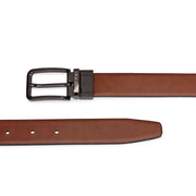 West Port Men’s Reversible Genuine Leather Belt with Metal Buckle (M-BT-MM-145-BLACK-COGNAC)