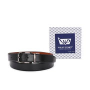 West Port Men’s Reversible Genuine Leather Belt with Metal Buckle (M-BT-MM-145-BLACK-COGNAC)