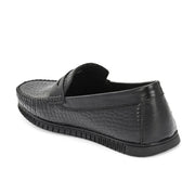 Men Premium Leather Textured Penny Loafers (M-DRV-01-BLACK)