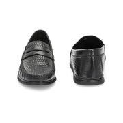 Men Premium Leather Textured Penny Loafers (M-DRV-01-BLACK)