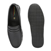 Men Premium Leather Textured Penny Loafers (M-DRV-01-BLACK)