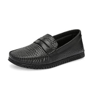 Men Premium Leather Textured Penny Loafers (M-DRV-01-BLACK)