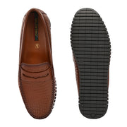 Men Premium Leather Textured Penny Loafers (M-DRV-01-BROWN)