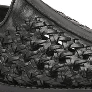 Men Premium Leather Ethnic Handwoven Slip-On Loafers (M-DRV-03-BLACK)