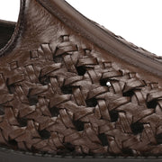 Men Premium Leather Ethnic Handwoven Slip-On Loafers (M-DRV-03-BROWN)