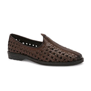 Men Premium Leather Ethnic Handwoven Slip-On Loafers (M-DRV-03-BROWN)
