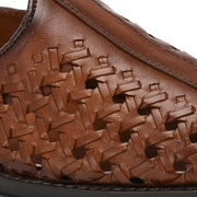 Men Premium Leather Ethnic Handwoven Slip-On Loafers (M-DRV-03-TAN)