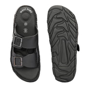 West Port Men Premium Leather Casual Sandals (M-MF-01-BLACK)