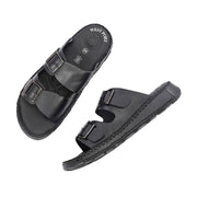 West Port Men Premium Leather Casual Sandals (M-MF-01-BLACK)