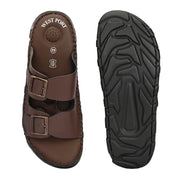 West Port Men Premium Leather Casual Sandals (M-MF-01-BROWN)