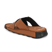 West Port Men Premium Leather Cross-Strap Casual Sandals with Comfort Footbed (M-MF-05-TAN)