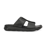 West Port Men Premium Leather Casual Sandals with Comfort Footbed (M-MF-10-BLACK)
