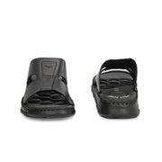 West Port Men Premium Leather Casual Sandals with Comfort Footbed (M-MF-10-BLACK)