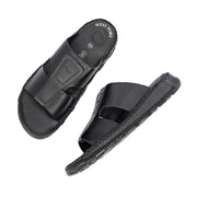 West Port Men Premium Leather Casual Sandals with Comfort Footbed (M-MF-10-BLACK)