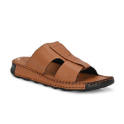West Port Men Premium Leather Casual Sandals with Comfort Footbed (M-MF-10-TAN)