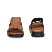 West Port Men Premium Leather Casual Sandals with Comfort Footbed (M-MF-10-TAN)