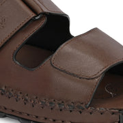 West Port Men Premium Leather Casual Sandals with Comfort Footbed (M-MF-15-BROWN)
