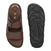 West Port Men Premium Leather Casual Sandals with Comfort Footbed (M-MF-15-BROWN)