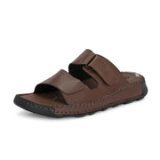 West Port Men Premium Leather Casual Sandals with Comfort Footbed (M-MF-15-BROWN)