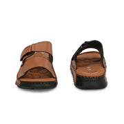 West Port Men Premium Leather Casual Sandals with Comfort Footbed (M-MF-15-TAN)