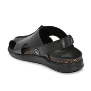 Men Pure Leather Light Weight Comfort Sandals (M-MT-01-BLACK)